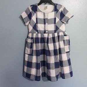 Oshkosh b'gosh toddler girl checked blue/white dress size 4T.